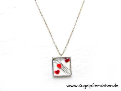 Preview: Anhänger Quadrat "Herzchen" mit Kette Preview: Anhänger Quadrat "Herzchen" mit Kette