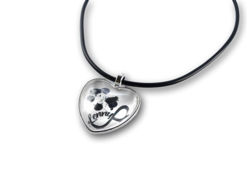 Abdruck-Schmuck Halskette Herz mit Infinity-Zeichen und Name