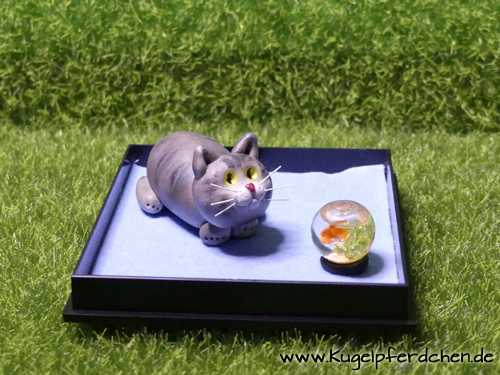 Beispiel für Goldfischglas mit Kugelpferdchen - Katze
