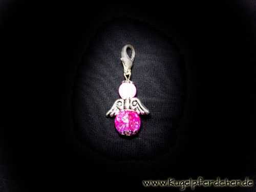 Schutzengel mit Karabiner zum Anhängen an die Trense oder als Taschenbaumler - pink