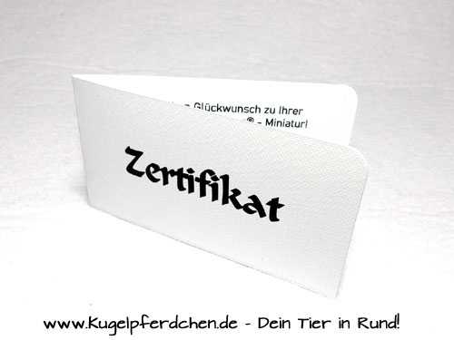 Kugelpferdchen Zertifikat